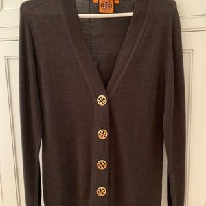 Tory Burch gold button logo cardigan